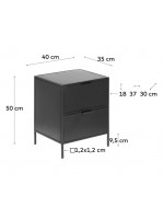 LAMA industrial design black metal bedside table