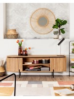 BASCO Meuble TV en lattes de bois massif design living home