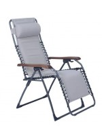 CALENDA WOOD en tissu oléfinique et fauteuil de relaxation inclinable en acier transat pliant domestique ou contractuelle