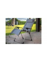 LISA A in aluminum and color choice in texfil reclining relaxation armchair outdoor folding deckchair for home or contract