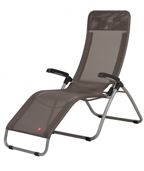 GREGOR in painted steeland texfil fabric sun lounger deckchair home or contract outdoor armchair