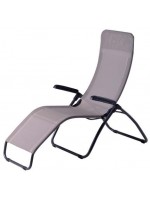 GREGOR in painted steeland texfil fabric sun lounger deckchair home or contract outdoor armchair