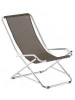 BRIO A in aluminum and choice of color in texfil reclining relaxation armchair folding deckchair for home or contract