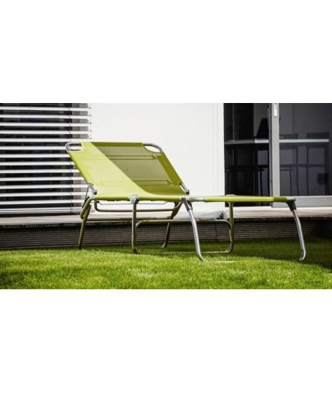 NOEMI in aluminum and color choice in texfil folding sun lounger for home or contract use