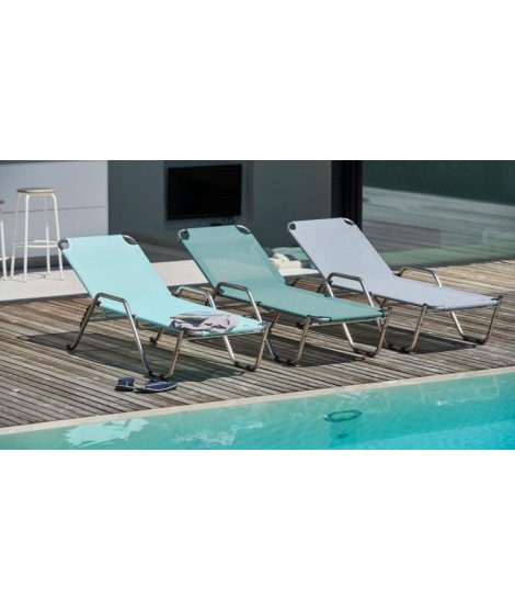 SPRING design sunbed in aluminum and choice of color in texfil stackable for home or contract