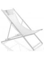 AMIDA Chaise longue pliante pour l'extérieur en aluminium peint blanc mat pour usage domestique ou contractuel