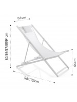 AMIDA Chaise longue pliante pour l'extérieur en aluminium peint blanc mat pour usage domestique ou contractuel