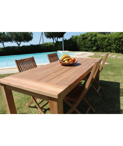 PERLA tavolo in teak fisso da 200 o 240 cm design per esterno giardino o  terrazzo