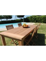 PERLA fixed teak table from 200 or 240 cm design for outdoor garden or terrace