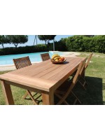 PERLA Table fixe en teck de 200 ou 240 cm pour jardin ou terrasse