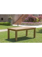 FIABA teak with rustic finish fixed table 200 or 250 cm design for outdoor garden or terrace
