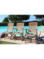 CLELIA chair with folding armrests in teak design for garden or terrace