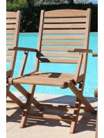 CLELIA chair with folding armrests in teak design for garden or terrace