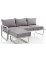 EOLIE Ecksofa 213 x 134 aus weißem Aluminium und wasserabweisenden Stoffkissen für den Außenbereich