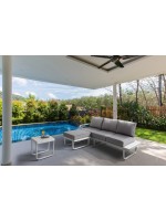 EOLIE 213x134 corner sofa in white aluminum and water-repellent fabric cushions included for outdoor