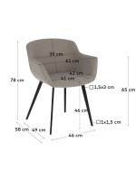 DENNET Farbwahl in schmutzabweisendem Stoffstuhl mit Armlehnen Metallbeine Design Sessel