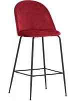 DELIA seat h 65 or 75 cm choice of velvet color and black metal structure design stool