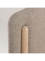 ARPEGGIO Lit double 160X200 cm en bois naturel et tête de lit rembourrée en tissu