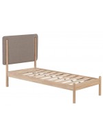 ARPEGGIO Lit simple en bois naturel et tête de lit rembourrée en tissu design moderne