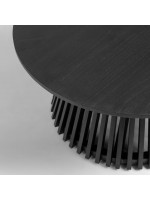 CLESSIDRA Designtisch Durchmesser 80 cm aus Massivholz mit schwarzer Oberfläche