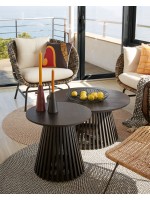 CLESSIDRA tavolino di design diam 80 cm in legno massello con finitura nera