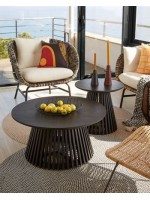 CLESSIDRA Table design diam 80 cm en bois massif finition noir