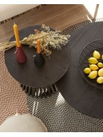 CLESSIDRA Mesa de diseño diam 80 cm en madera maciza con acabado negro