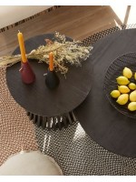 CLESSIDRA tavolino di design diam 80 cm in legno massello con finitura nera