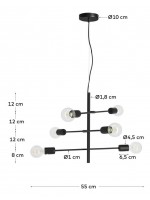 NOVA lampadario in metallo nero con braccia snodabili design casa o contract