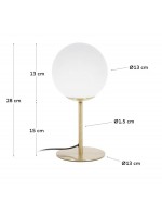 BATAR lampada da tavolo in metallo oro e sfera di vetro smaltato design