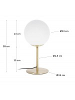BATAR table lamp in gold metal and design glass sphere