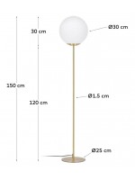 ATENA lampadaire design sphère en métal doré et verre émaillé