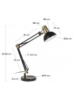 DOLLY lámpara de mesa de metal con brazo móvil y pantalla