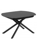 ILLINOIS ausziehbarer Tisch aus schwarzem Glas und lackiertem Stahl