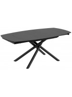 ILLINOIS extendable table 130 190 cm in black glass and painted steel