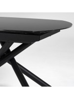 ILLINOIS table extensible 130190 cm en verre noir et acier peint