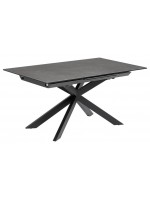 JOVIN table 160 extensible 210 cm avec plateau en vitrocéramique et pieds en métal peint avec mobilier de designer
