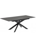 JOVIN Mesa 160 extensible 210 cm con tapa en vidrio cerámico y patas en metal pintado con muebles de diseño