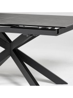 JOVIN table 160 extensible 210 cm avec plateau en vitrocéramique et pieds en métal peint avec mobilier de designer