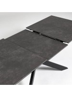 JOVIN table 160 extensible 210 cm avec plateau en vitrocéramique et pieds en métal peint avec mobilier de designer