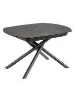 AVOLO ausziehbarer Tisch 130 mit 190 cm Drehung aus Porzellanglas und lackiertem Stahl