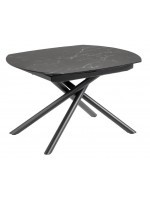 AVOLO extendable table 130 with rotation 190 cm in porcelain glass and painted steel