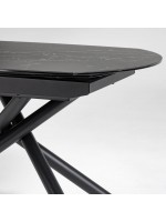 AVOLO extendable table 130 with rotation 190 cm in porcelain glass and painted steel