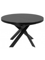 NEW YORK Ø 120 extendable table 160 cm with glass top and painted metal legs design furniture
