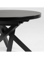 NEW YORK Ø 120 extendable table 160 cm with glass top and painted metal legs design furniture
