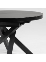 NEW YORK Table extensible Ø 120 160 cm avec plateau en verre et pieds en métal peint mobilier design