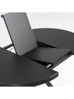 NEW YORK Ø 120 ausziehbarer Tisch 160 cm mit glas und lackierten Metallbeinen Designmöbel