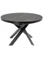 NEW YORK Ø 120 extendable table 160 cm with ceramic glass top and painted metal legs design furniture