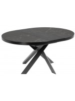 NEW YORK Mesa extensible Ø 120 - 160 cm con tapa de cristal cerámico y patas de metal pintado muebles de diseño