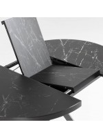 NEW YORK Mesa extensible Ø 120 - 160 cm con tapa de cristal cerámico y patas de metal pintado muebles de diseño